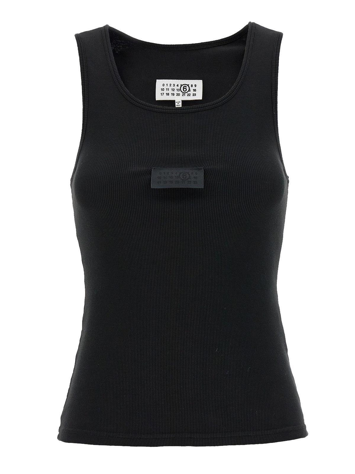 black Maison Margiela rib knit jersey tank top | Quaranta Boutique
